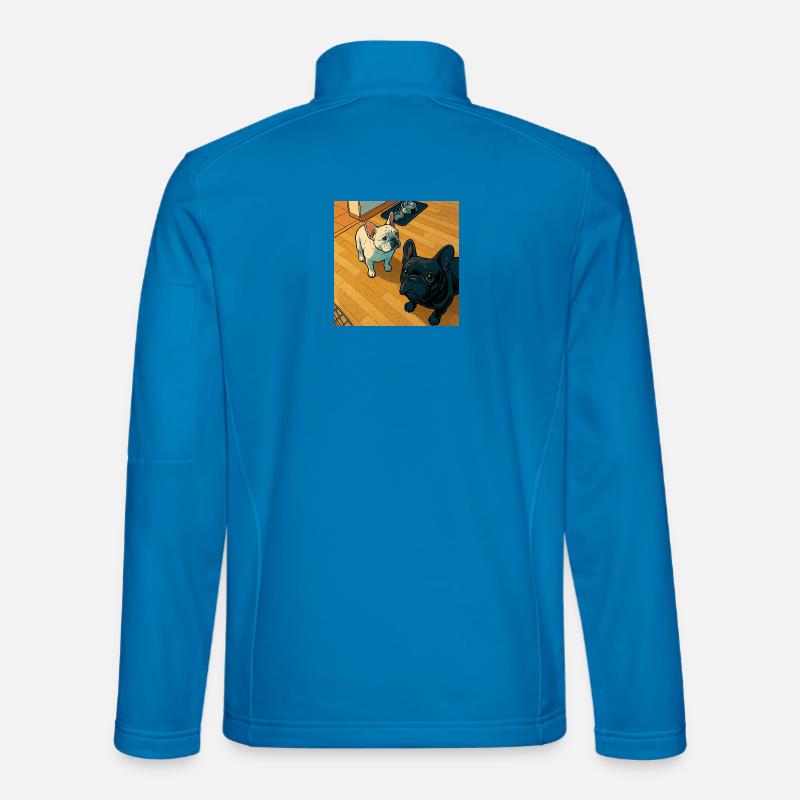 Cuddly Bulldogs Duo Illustration - Unisex Softshell Jacket - light blue