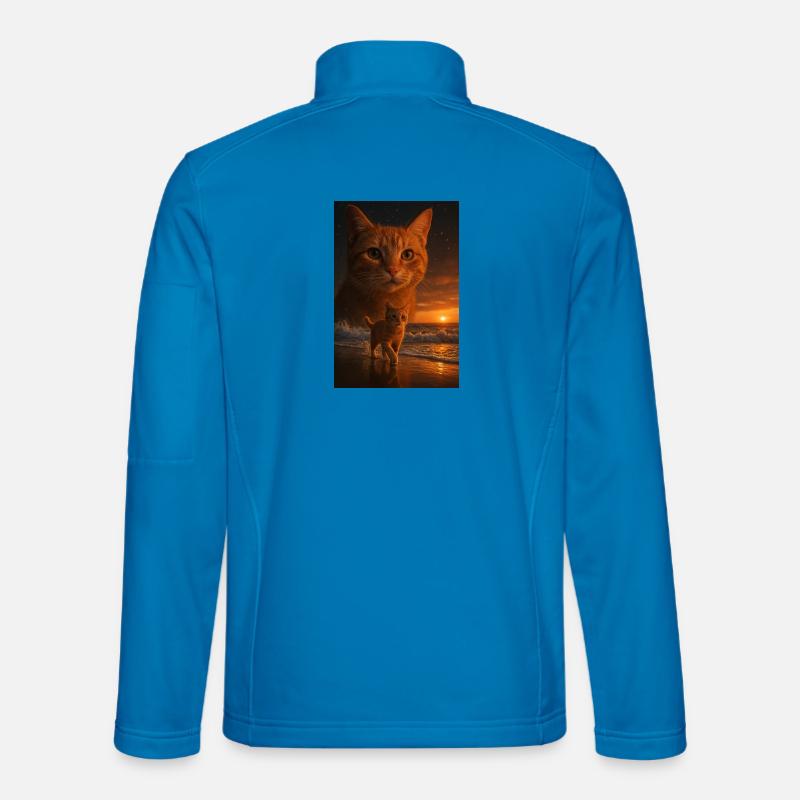 Sunset Cat Double View - Unisex Softshell Jacket - light blue