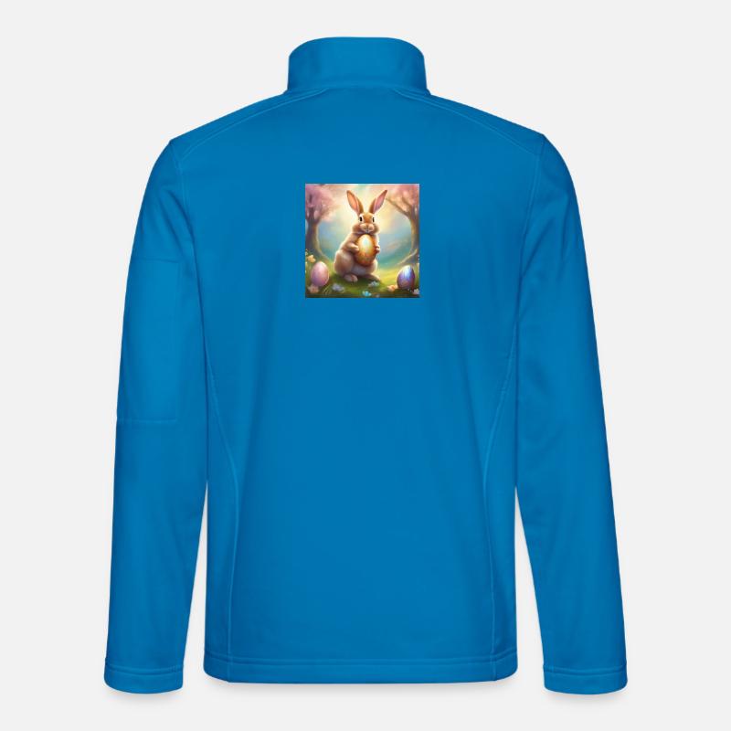 Spring bunny with gold Easter egg - Unisex Softshell Jacket - light blue