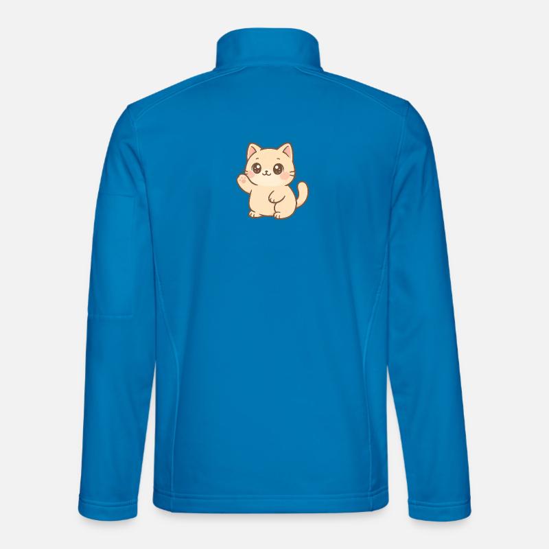 Kawaii Kitten Waving Design - Unisex Softshell Jacket - light blue
