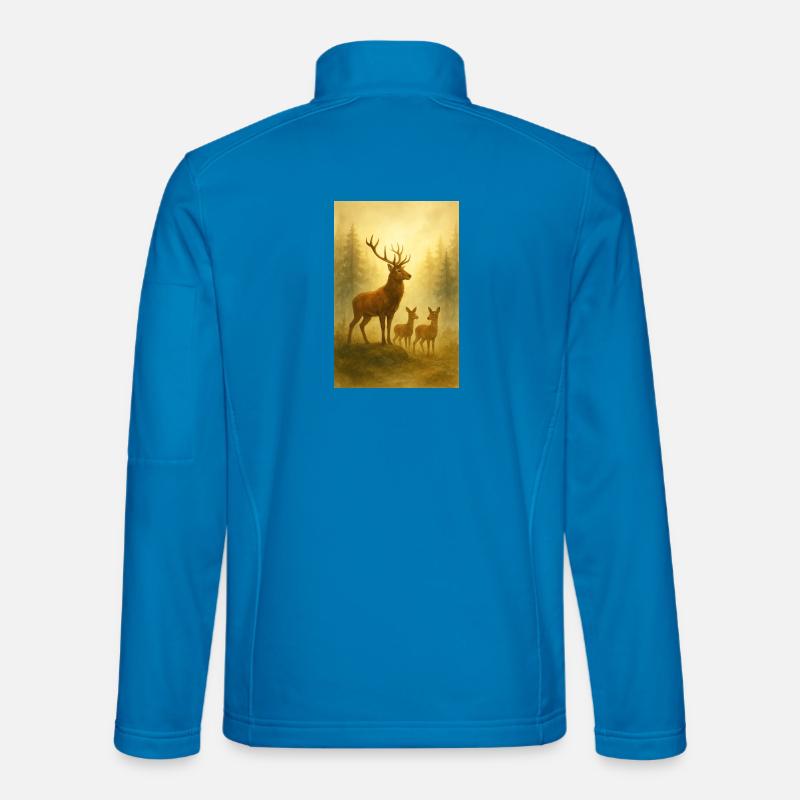 Goldhirschfamilie im Wald - Unisex Softshelljacke - Lichtblau