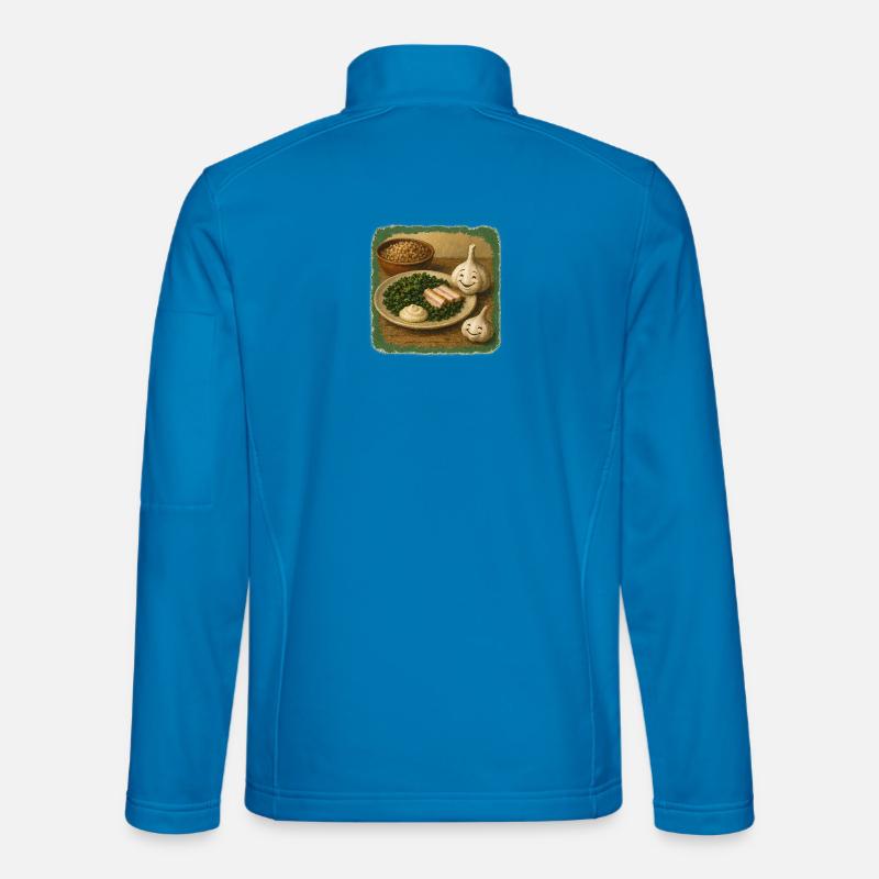 Lächelnder Knoblauch mit Grünkohl - Unisex Softshelljacke - Lichtblau