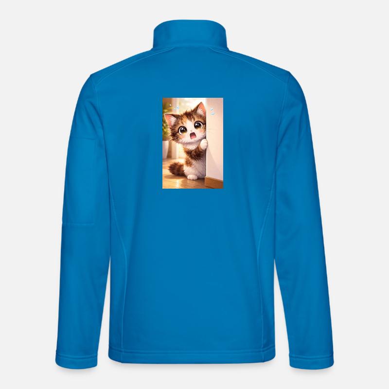Kätzchen Peek im Türrahmen - Unisex Softshelljacke - Lichtblau