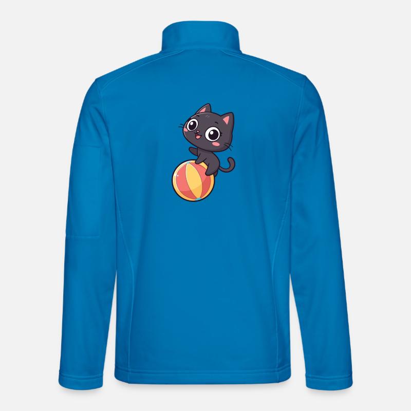 Black Kitten on Beach Ball - Unisex Softshell Jacket - light blue