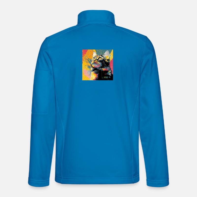 Vivid Pop Cat Portrait - Unisex Softshell Jacket - light blue