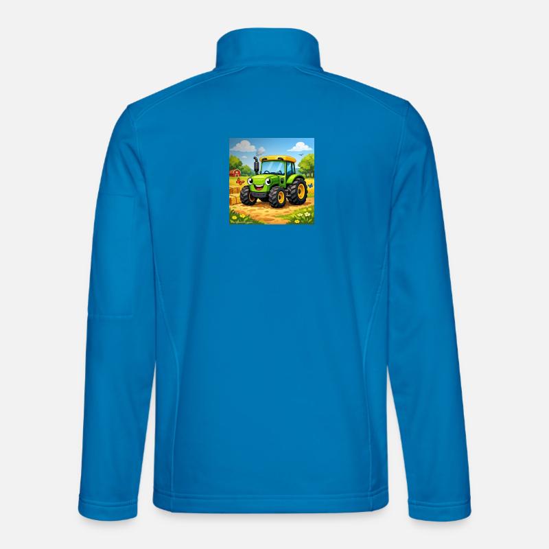 Fröhlicher Grüner Traktor auf Feld - Unisex Softshelljacke - Lichtblau