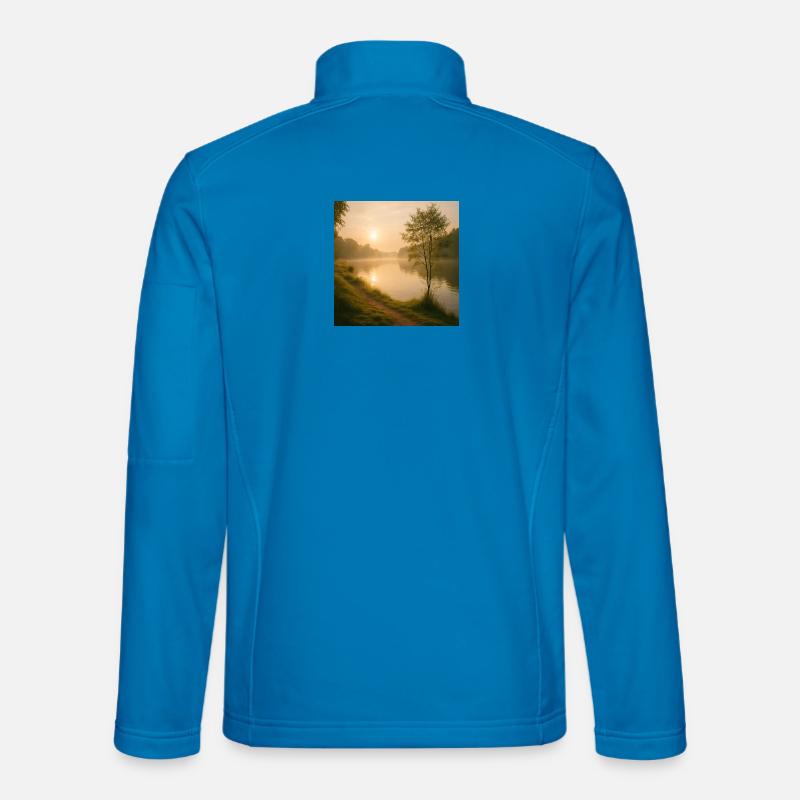 Morgengold am Flusspfad - Unisex Softshelljacke - Lichtblau