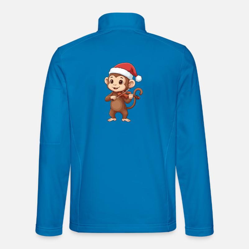 Christmas Monkey Ape Playing Violin Art - Unisex Softshell Jacket - light blue