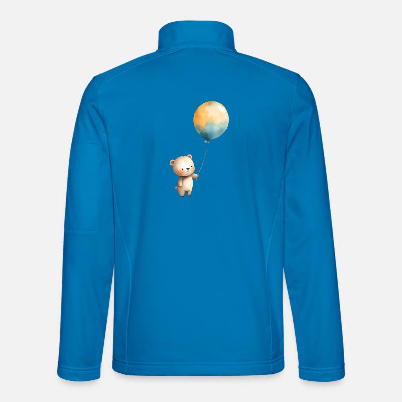 Pastel Teddy Balloon Illustration - Unisex Softshell Jacket - light blue