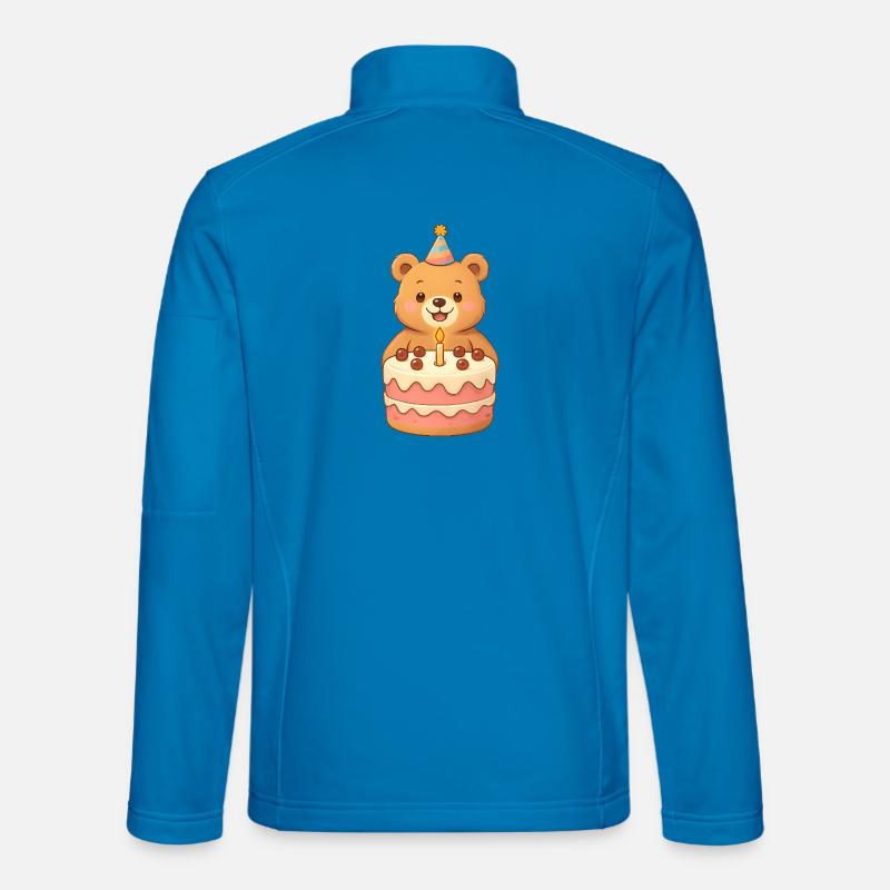 Cuddly Bear Birthday Cake Illustration Unisex Softshell Jacket