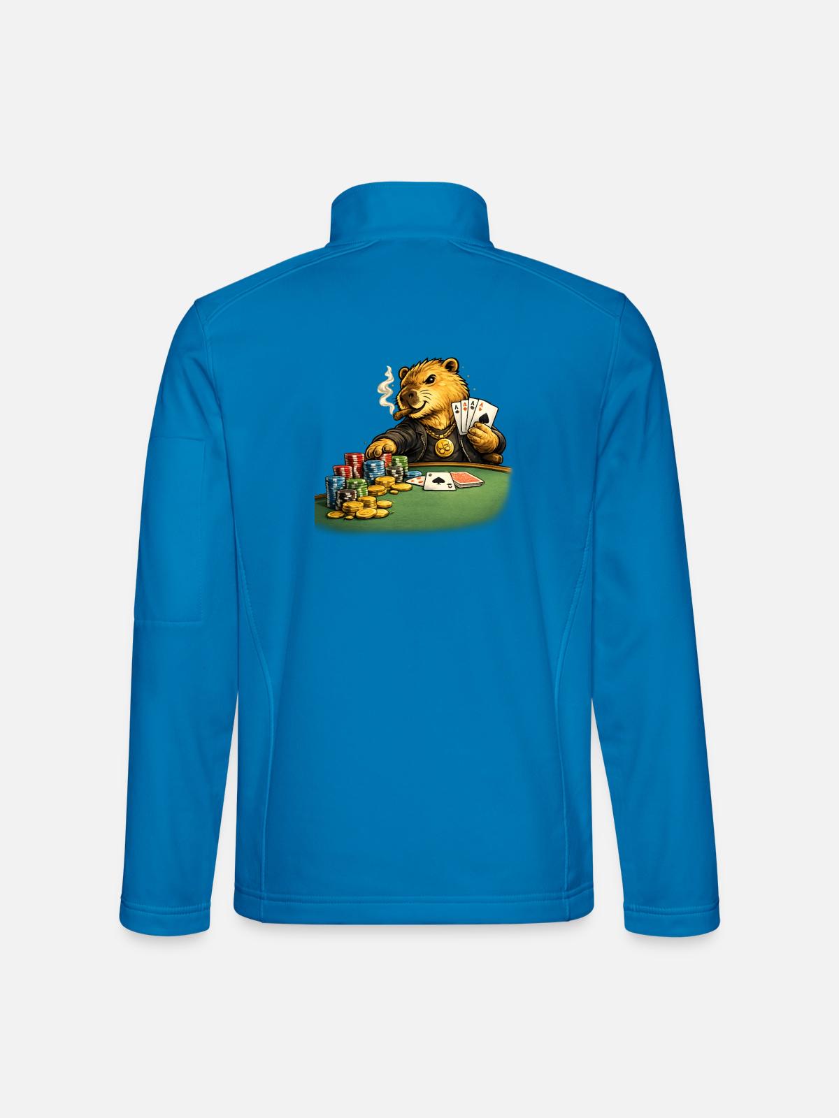 Capybara beim Poker - Unisex Softshelljacke - Lichtblau - Hinten