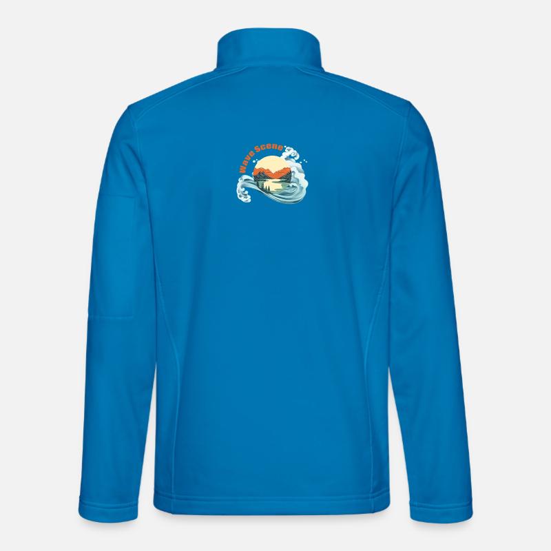 Nature wave scenery cute summer design - Unisex Softshell Jacket - light blue