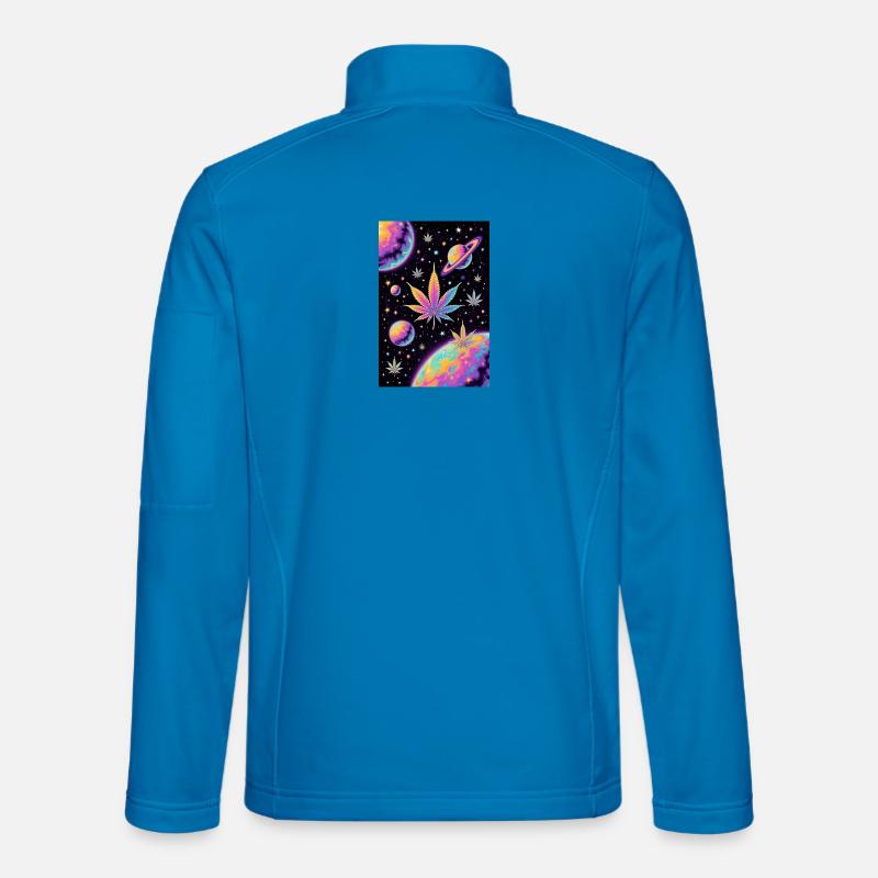 Psychedelic Space Cannabis Pattern - Unisex Softshell Jacket - light blue