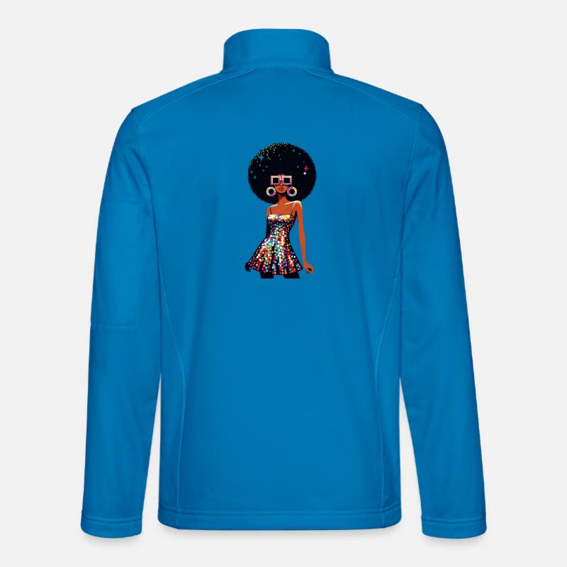 Disco Afro Glam Sequins Design - Veste en tissu softshell Unisexe - bleu clair
