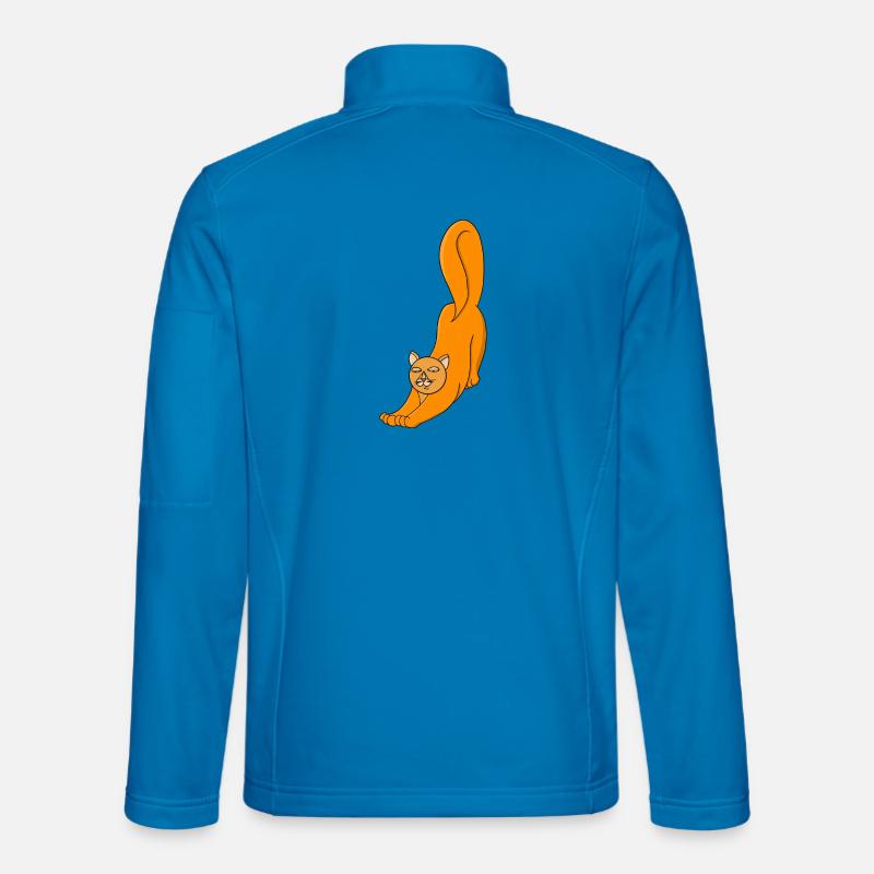 Stretching Orange Cat - Unisex Softshell Jacket - light blue