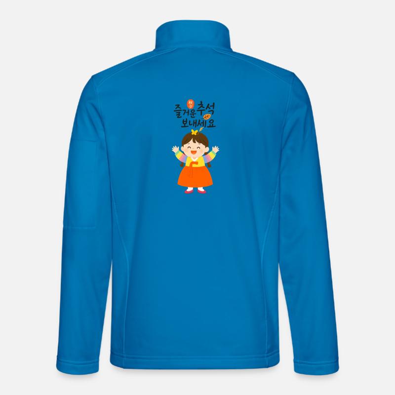 Happy Chuseok Gruß mit einem süßen Mädchen in Hanbok Unisex Softshelljacke