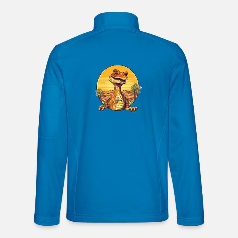 Retro Dinosaur Sunset Illustration - Unisex Softshell Jacket - light blue