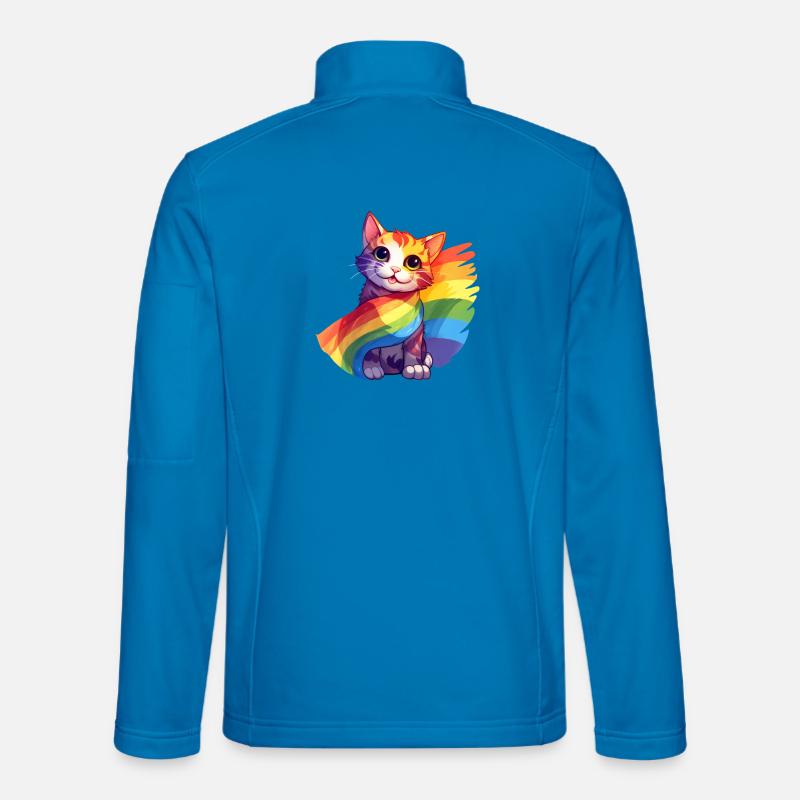 Pride Cat - Chat arc-en-ciel coloré avec drapeau Veste en tissu softshell Unisexe