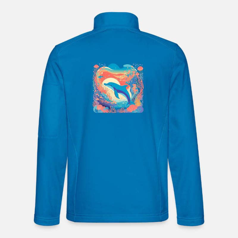 Underwater Rainbow Dolphin - Unisex Softshell Jacket - light blue