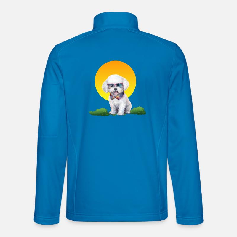 Sunset Pup in Neon Sunglasses - Unisex Softshell Jacket - light blue