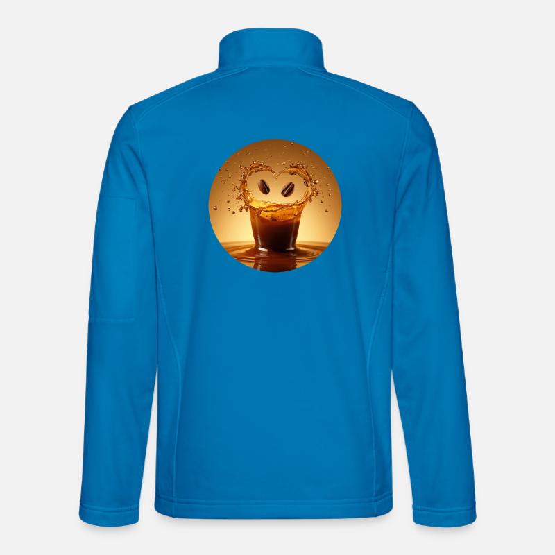 Joie du café dans les éclaboussures d’eau Veste en tissu softshell Unisexe