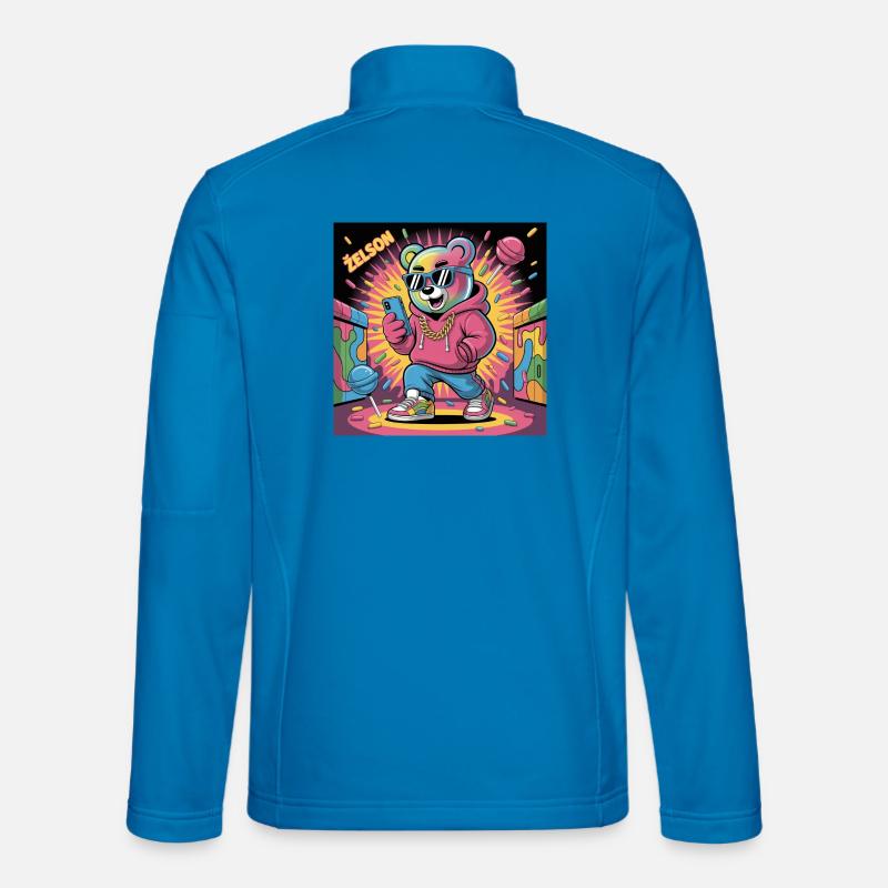 Colourful Bear Rapper Illustration - Unisex Softshell Jacket - light blue