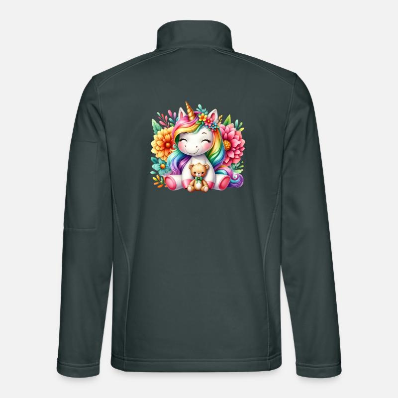 Regenbogen Einhorn Blumentraum Unisex Softshelljacke
