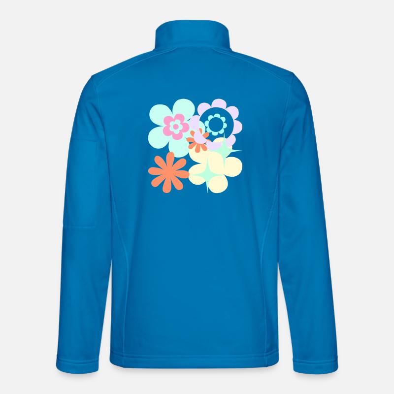 Blossom Pop Retro Pattern - Unisex Softshell Jacket - light blue