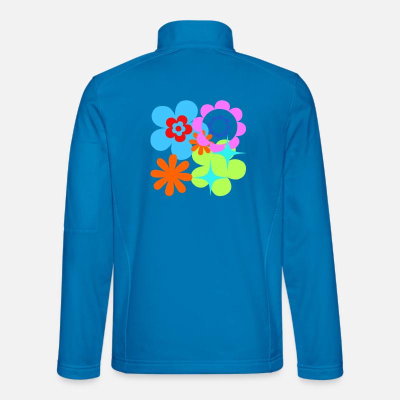 Fleurs Colorées Et Étoiles Flore Psychédélique Veste en tissu softshell Unisexe