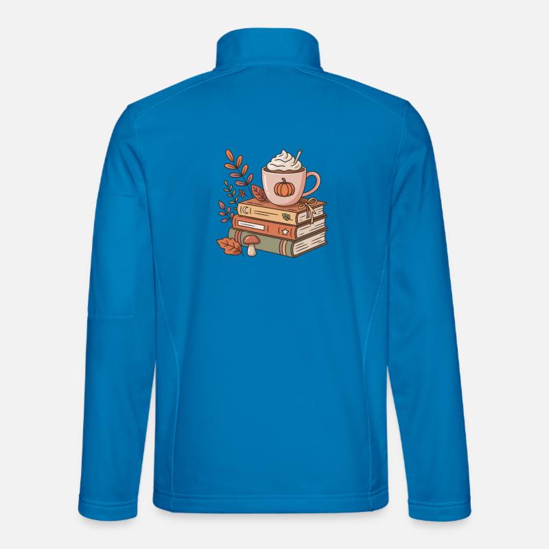 Herbstkaffee auf Bücherstapel - Unisex Softshelljacke - Lichtblau