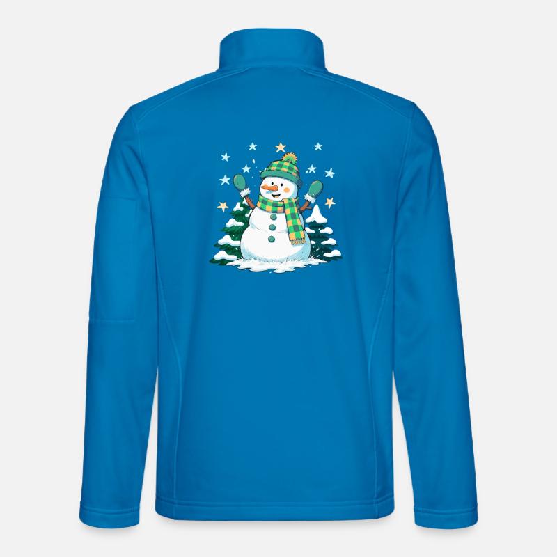 Fröhlicher Schneemann im Winterwald - Unisex Softshelljacke - Lichtblau