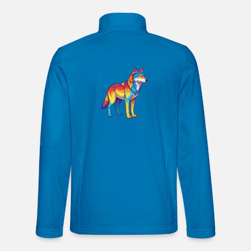 Bunte Wolf-Regenbogen-Pop-Art-Aquarell - Unisex Softshelljacke - Lichtblau