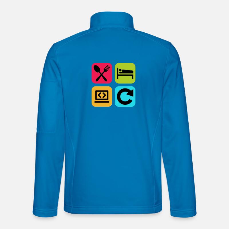 Essen, schlaf, Programm wiederholen, lustiger Zitatcode Unisex Softshelljacke