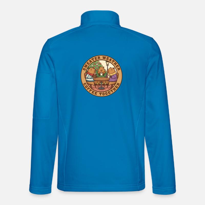 Sweat Capybara Temps Café ensemble - Veste en tissu softshell Unisexe - bleu clair