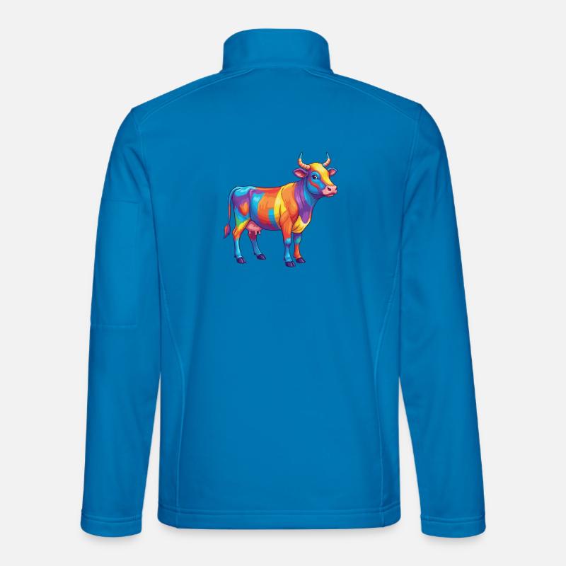 Bunte Kuh-Regenbogen-Pop-Art-Aquarell - Unisex Softshelljacke - Lichtblau