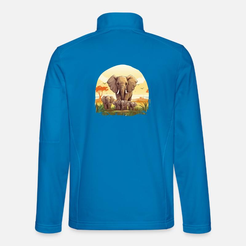 Elefantenherde im Sonnenuntergang - Unisex Softshelljacke - Lichtblau