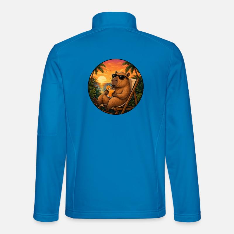 Capibara in a beach chair - Unisex Softshell Jacket - light blue