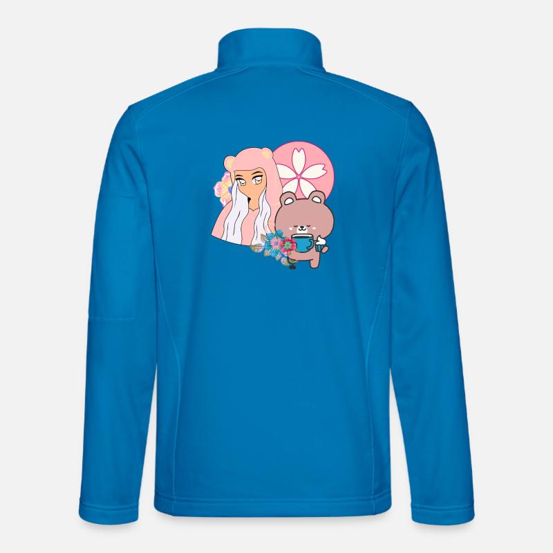 Kawaii Bear & Inclusive Tea Time - Unisex Softshell Jacket - light blue