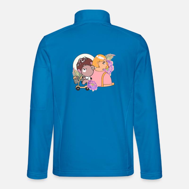 Kawaii Bear on Mobility Scooter & Sweets - Unisex Softshell Jacket - light blue