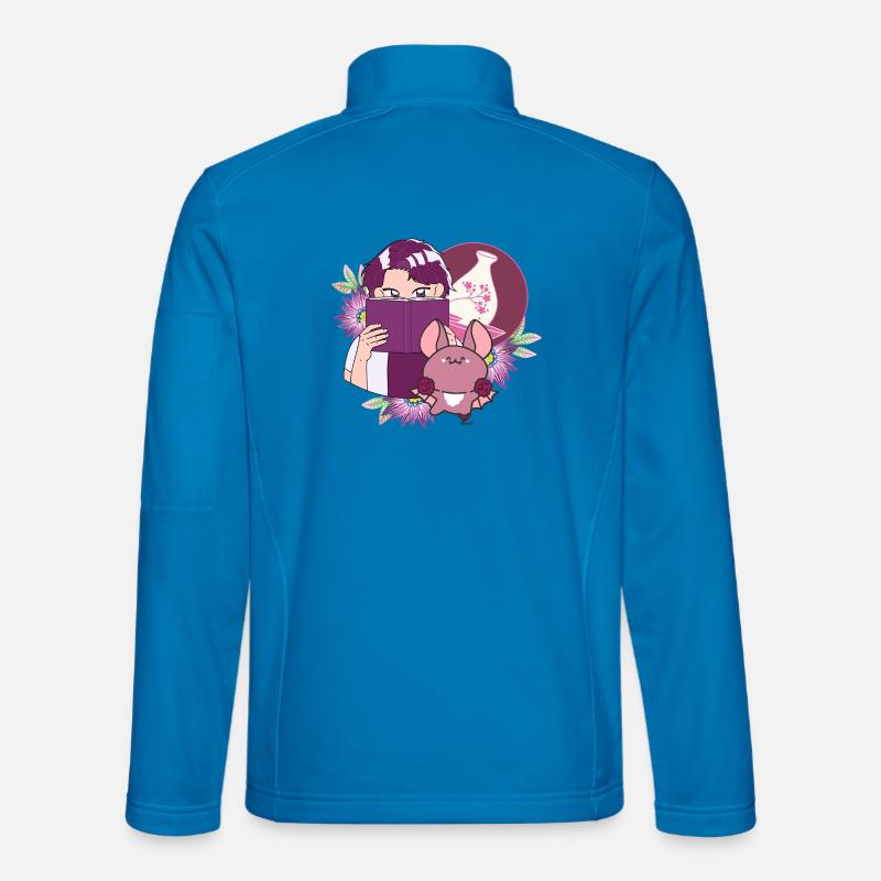 Manga-Leser, Sake und Fledermaus mit Prothese - Unisex Softshelljacke - Lichtblau