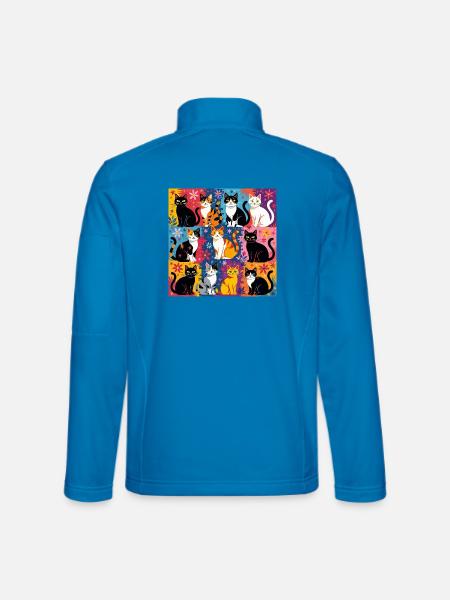 Katzenkunst "Bunt und Floral" - Unisex Softshelljacke - Lichtblau