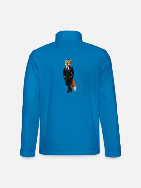 Eleganter Fuchs im schwarzen Smoking - Unisex Softshelljacke - Lichtblau - Hinten