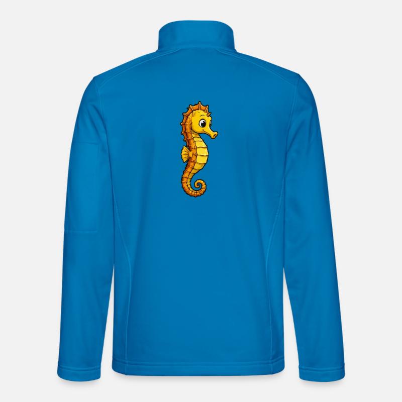 Yellow cartoon seahorse - Unisex Softshell Jacket - light blue