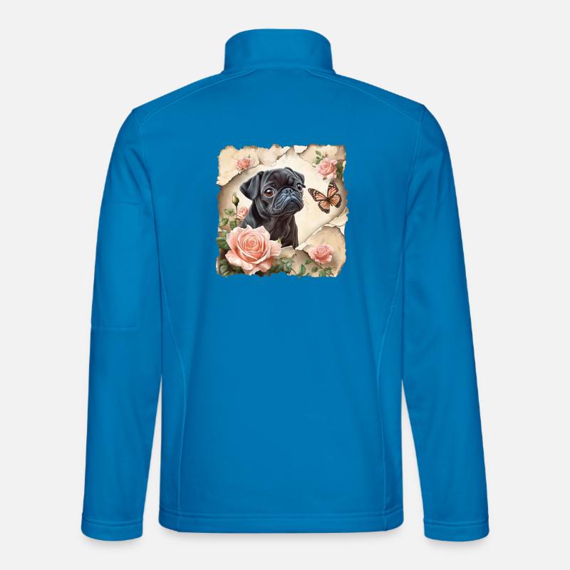 Schwarzer Mops mit Schmetterling - Unisex Softshelljacke - Lichtblau