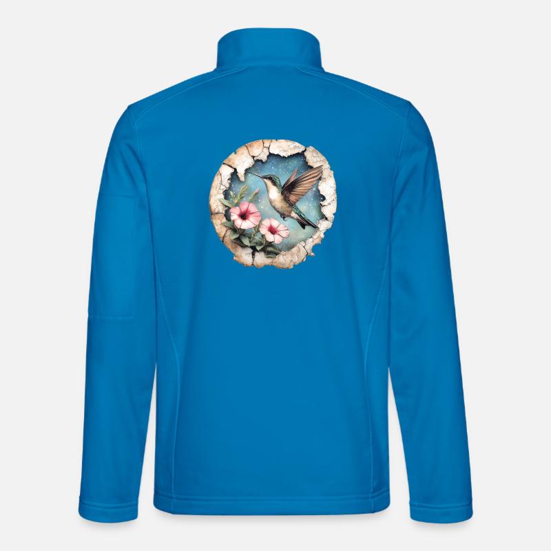 Kolibri mit Blüten - Unisex Softshelljacke - Lichtblau