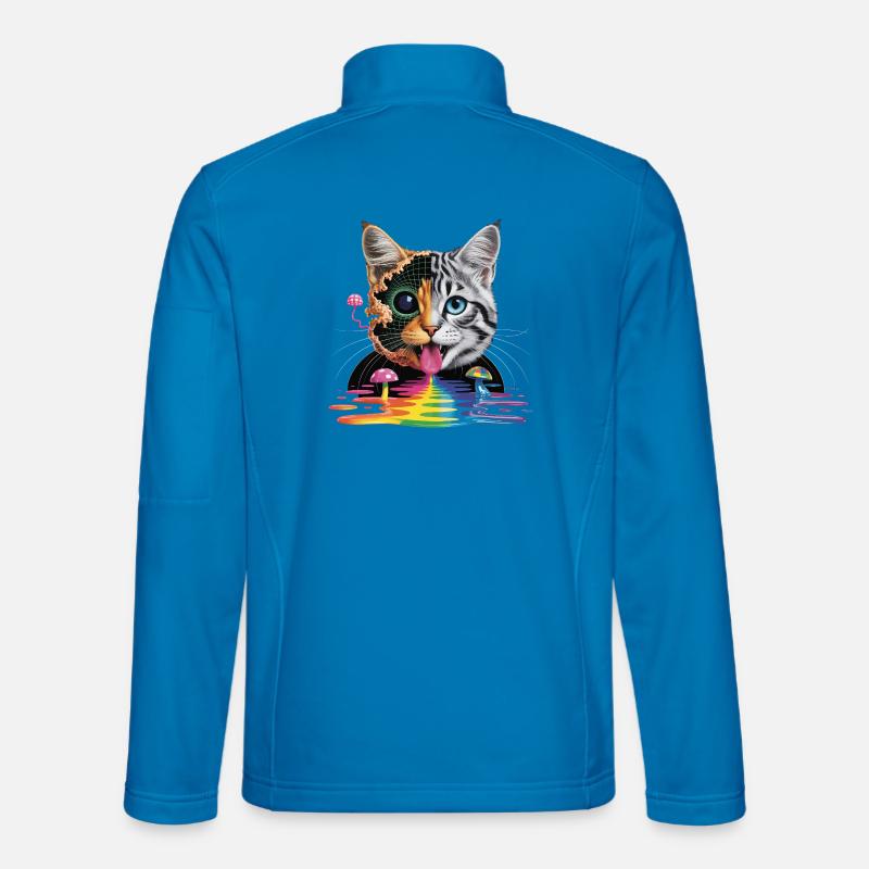 Surreales Katzen-Half-Glitch-Design - Unisex Softshelljacke - Lichtblau