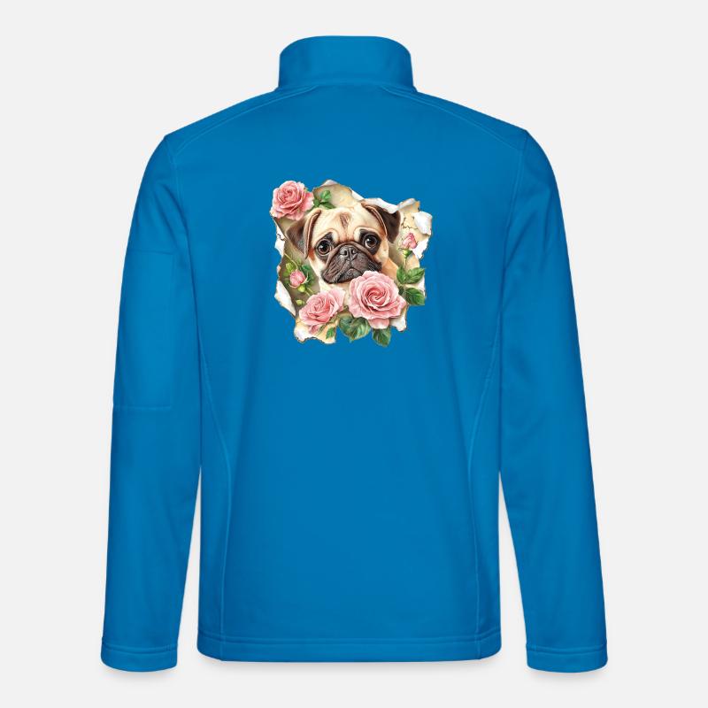 Pug with roses - Unisex Softshell Jacket - light blue