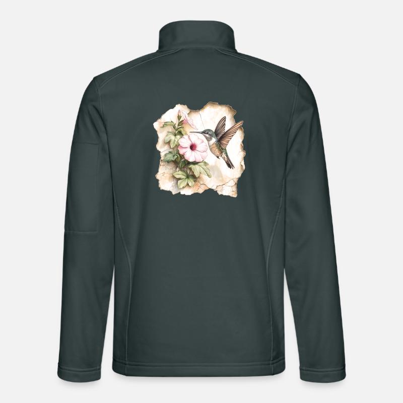 Colibri avec fleur Veste en tissu softshell Unisexe