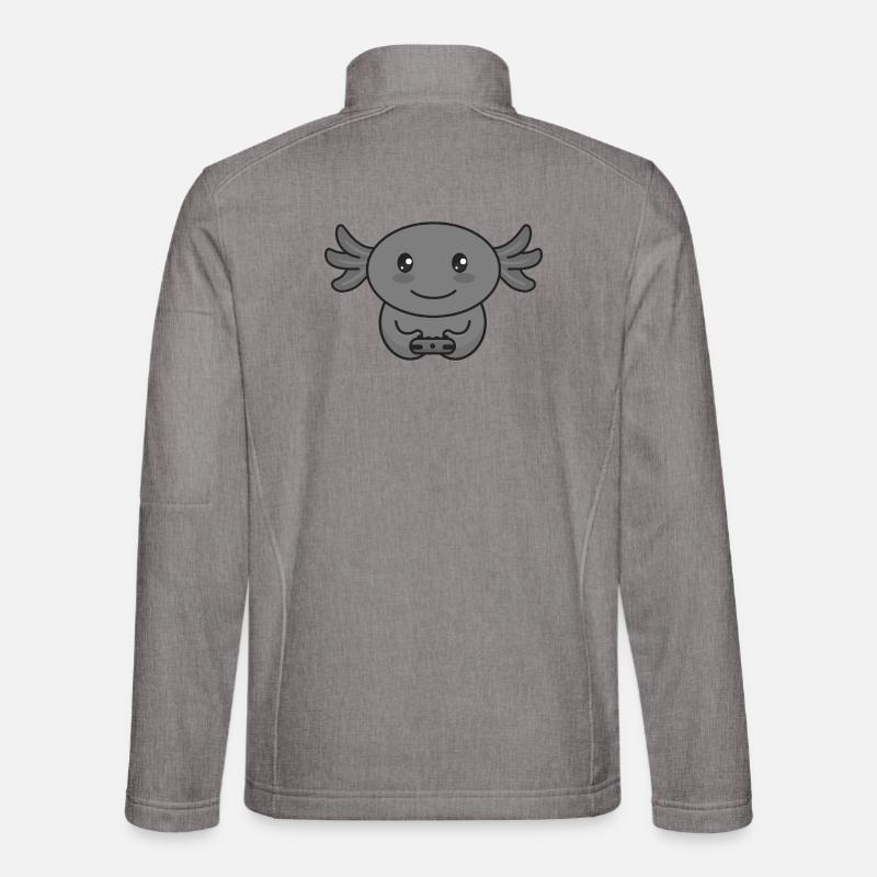 Axolotl Gamer Gamer with Controller - Unisex Softshell Jacket - heather grey