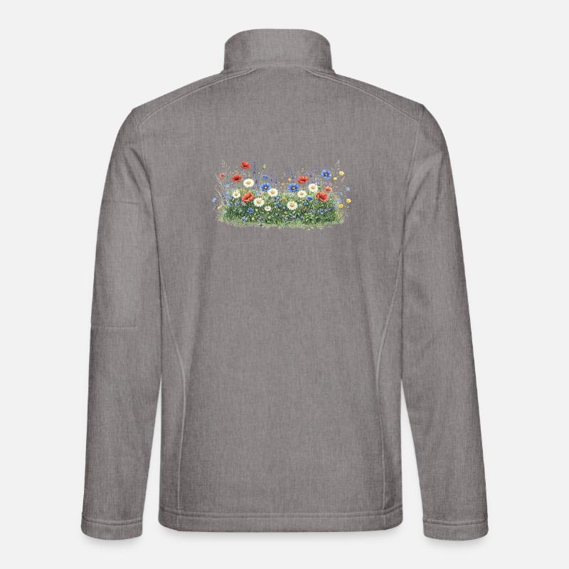 Bunte Wildblumenwiese mit Margeriten - Unisex Softshelljacke - Grau meliert